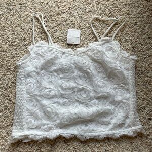 intimately free people white textured rose cami camisole cropped tank top
